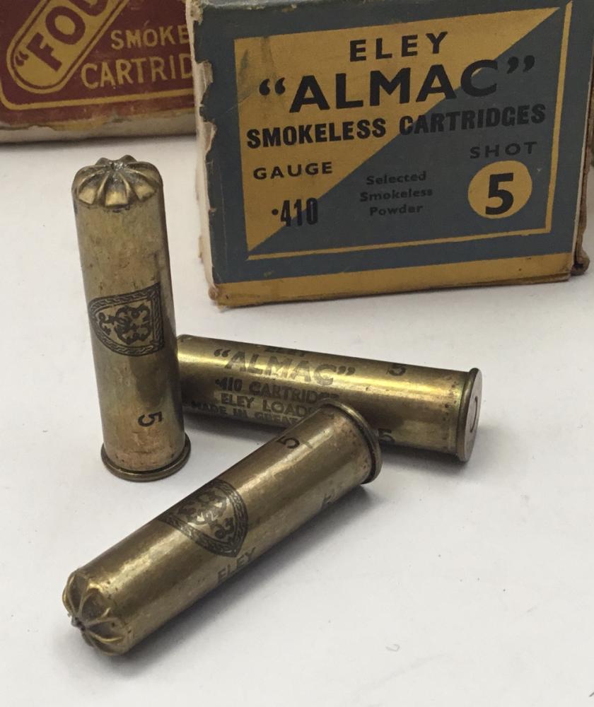 Vintage .410 brass 'Almac; shotgun cartridges Stock Photo - Alamy