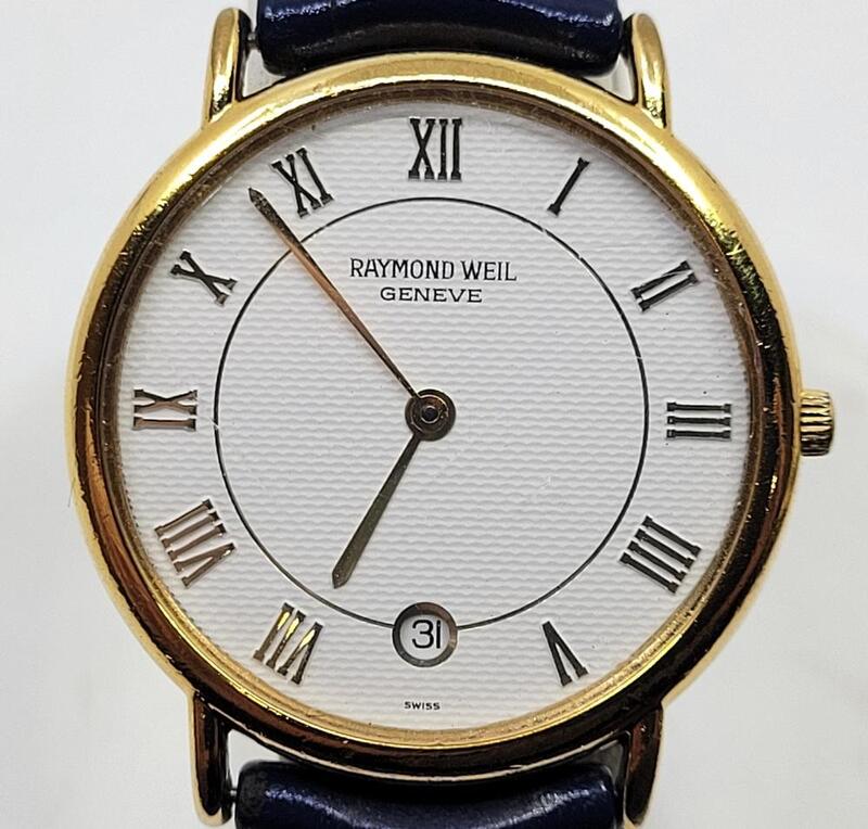 A Raymond Weil model 9124 18ct. gold plated quartz wrist watch