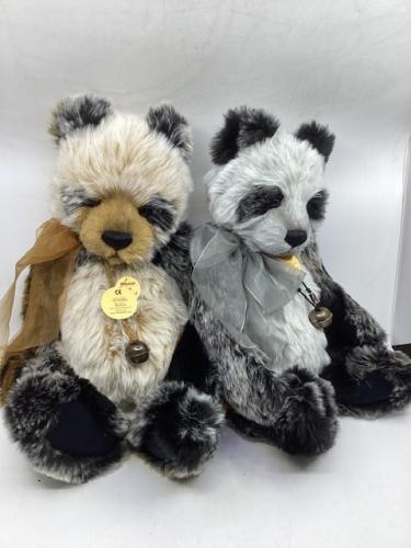 Charlie Bears collectable vintage teddy bear toys: 194522 Dominic bear and 193986 Manfred bear. (2)