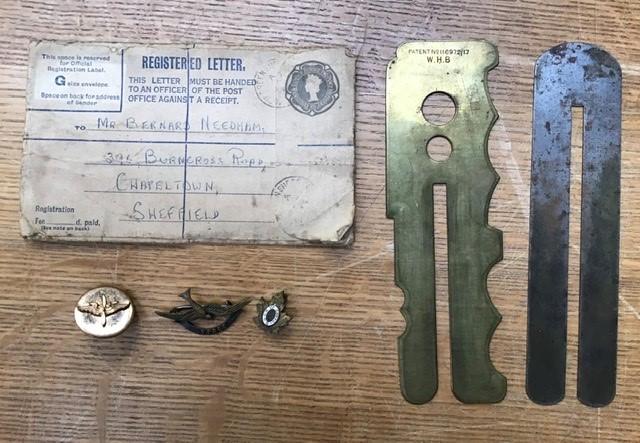 Military interest; Queens Own Rifles of Canada Sweetheart Brooch, Ypres  Sweetheart Brooch, WW2 USAAF enlisted mans's collar dog with screwback  fitting, one brass button stick and one steel button stick and a