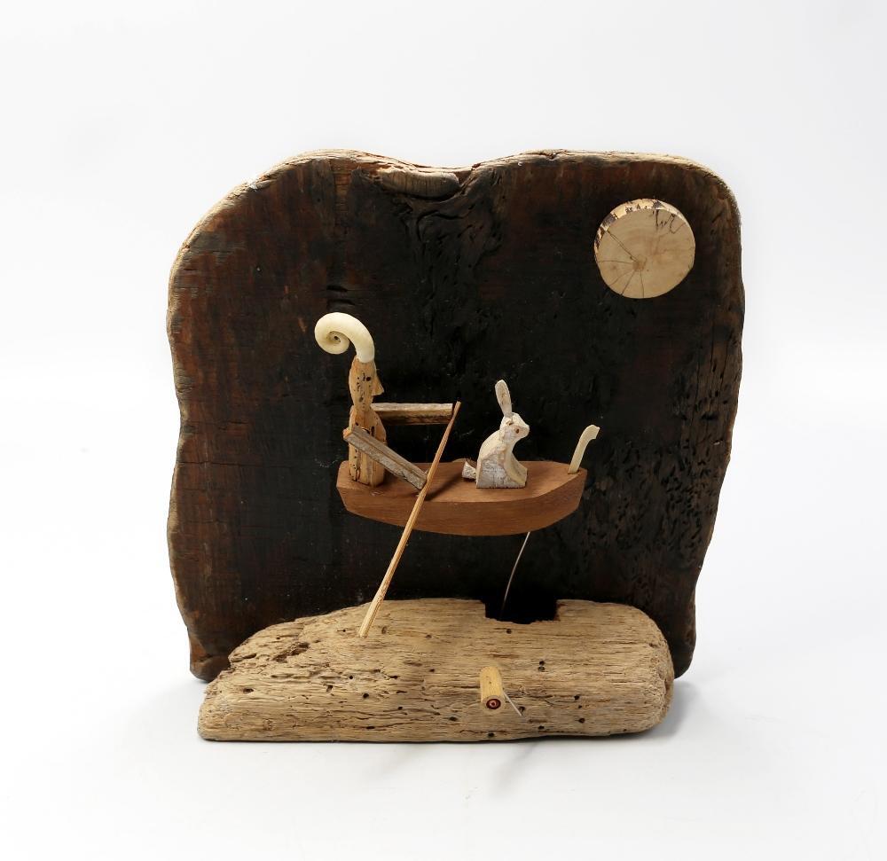 Automata: A Robert Race wall-hanging automaton, of a man and a rabbit ...