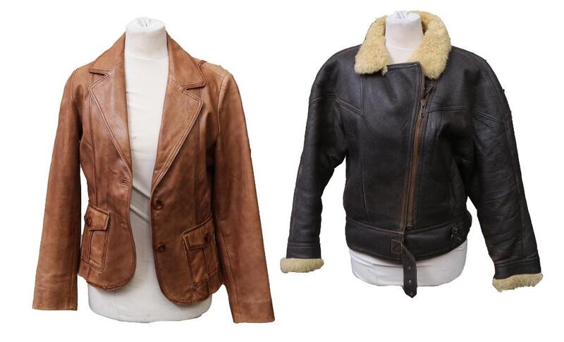 A 1990s Steffel leather short jacket with wide lapels, stitched
