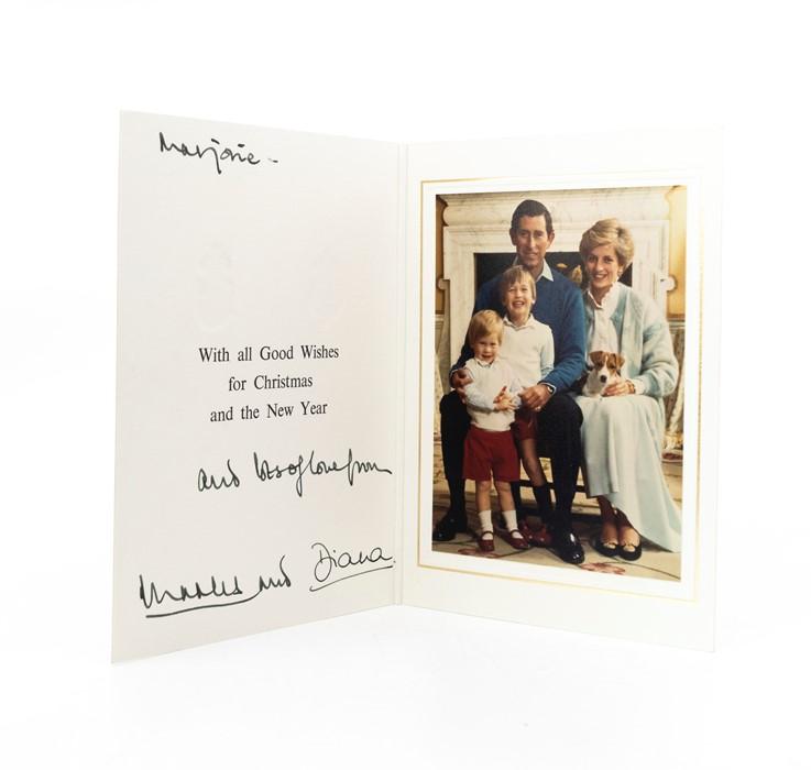 Trh The Prince And Princess Of Wales. Autograph Christmas Card 