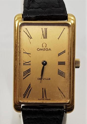 An 18ct. gold Omega De Ville wrist watch manual movement cal