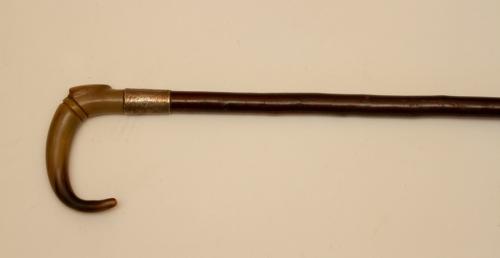 Antique Gentleman's Walking Stick, English, Ebonised, Horn
