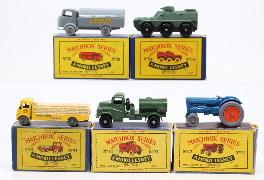 Matchbox: A collection of five boxed Matchbox, Moko Lesney Series