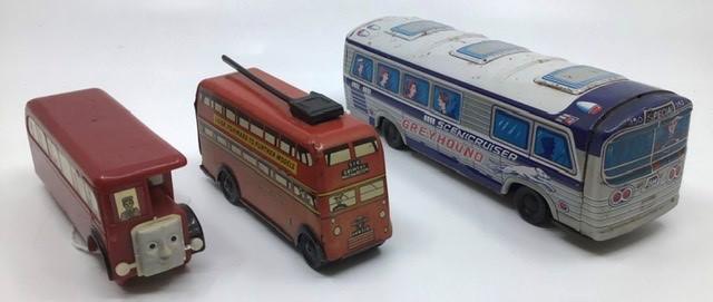 Tinplate: A collection of assorted tinplate Buses including Ichiko ...