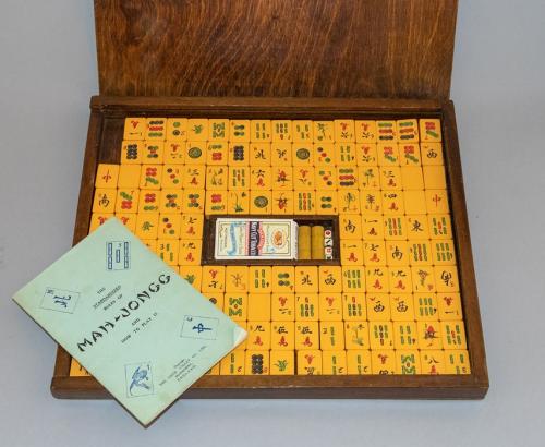 Vintage Mahjong Game In Wooden Case Auction