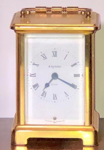 Lot - A FRENCH POLISHED BRASS CARRIAGE CLOCK, BY BAYARD, 8 DAY